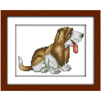 

Lovely Basset Hound Painting Chinese Counted Cross Stitch Patterns Kits DMC Cross Stitch Cross-stitch Wall Decor