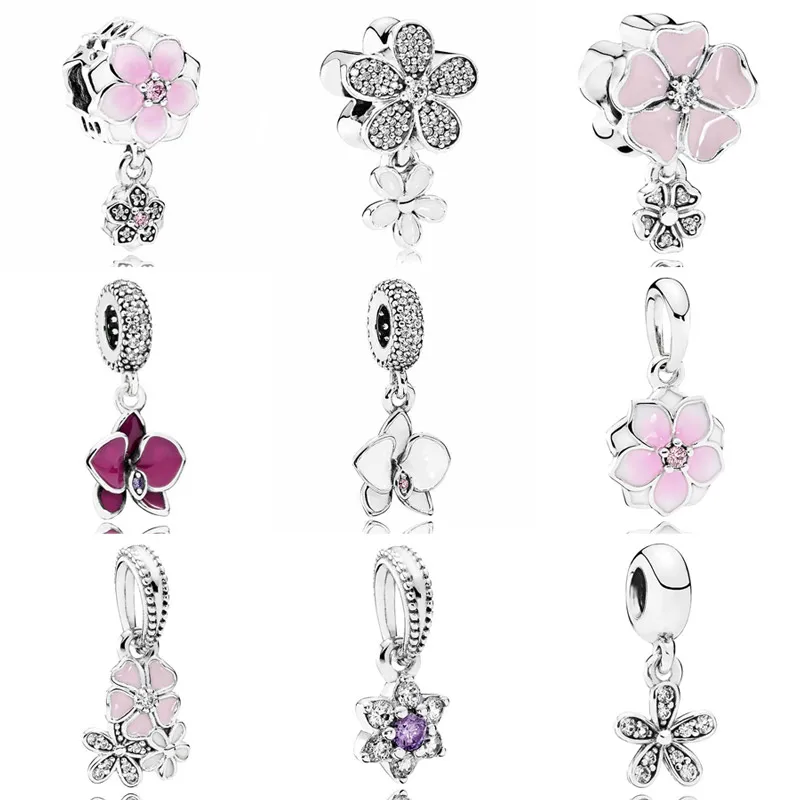 

Dazzling Enamel Orchid Poetic Blooms Magnolia Bloom Daisy Pendant Charm Fit Pandora Bracelet 925 Sterling Silver Bead Jewelry