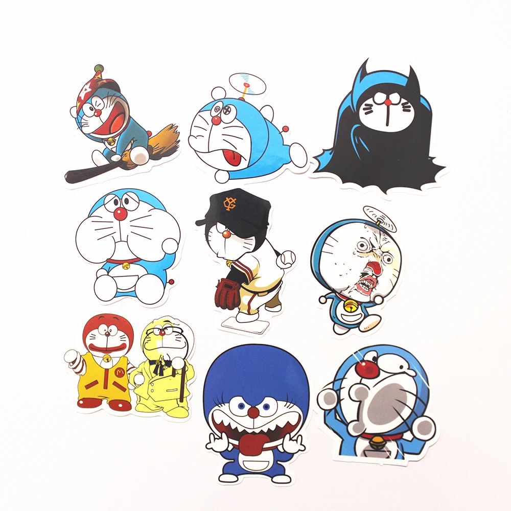 9PCS Stickers Mix Style Funny Pokonyan Doraemon Cartoon Decal Fridge