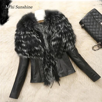 

Fashion Fur Winter Luxury Women Faux Fur Imitation Coats Jacket Collar PU Sleeve Autumn Jacket Slim Large Overcoat z30