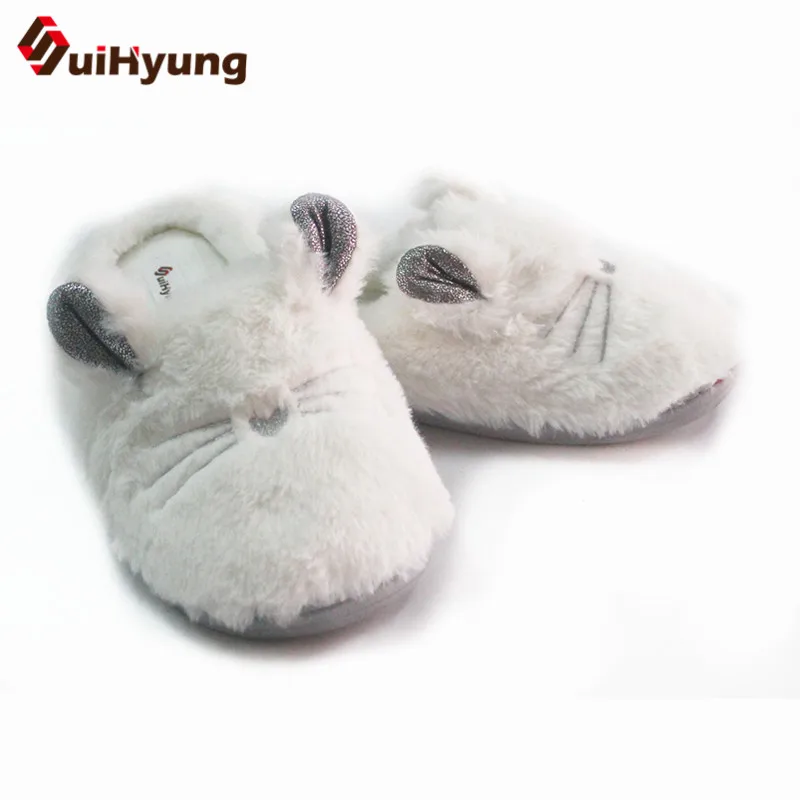 

Suihyung Autumn Winter Women Slippers Warm Plush Home Slippers Non-slip Indoor Floor Shoes Ladies Bedroom Flip Flops Furry Shoes