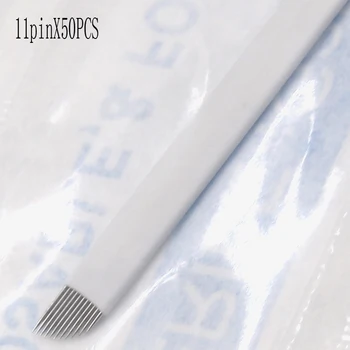 

50 PCS 11pin Permanent Makeup Needle Manual Eyebrow Tattoo Eyebrow Blades 11 Pin Needles Sobrancelha Microblading