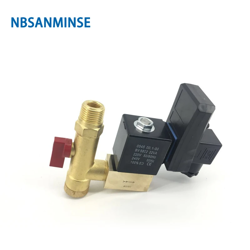 NBSANMINSE SR-G-15 4Mpa G 1/2 Высокая Давление электронный сливные клапаны воздушный компрессорный клапан латунный соленоидный крылом