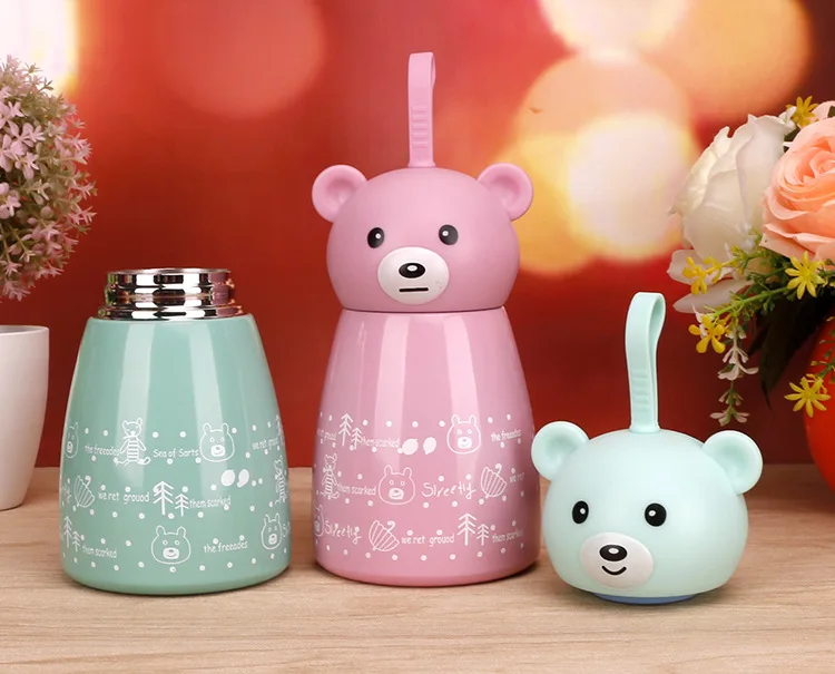 

Free Shipping 304 stainless steel insulated cup creative cartoon children drink fruit juice cup cute cartoon bear cup