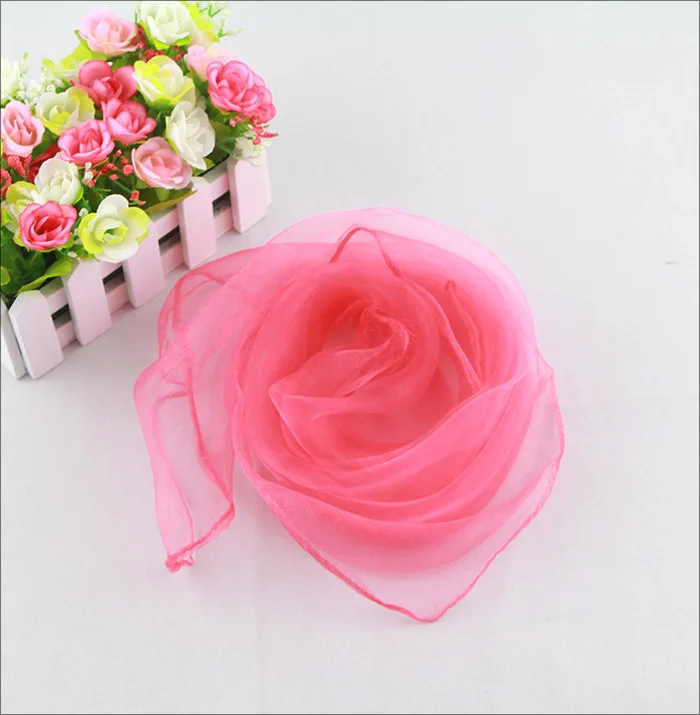 Women Girl Solid Color Soft Chiffon Silk Square Scarf Wrap Shawl Elegant Neckerchief Retro Head Neck Hair Tie Band 20 styles