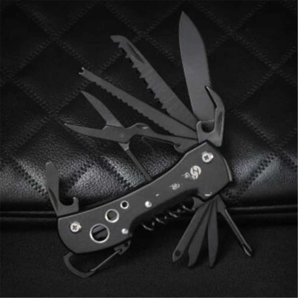 

Black Multifunctional Swiss Knife Multi Purpose Army Folding Pocket Knife Outdoor Camping Survival EDC Tool