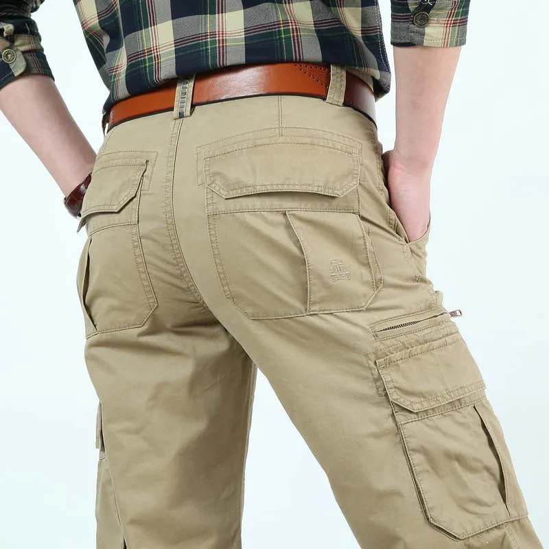 

Summer Men Cargo Pants with Multi Pocket Cotton Straight Loose Baggy Military Style Pants Men Tactical Trousers Bottoms Joggers