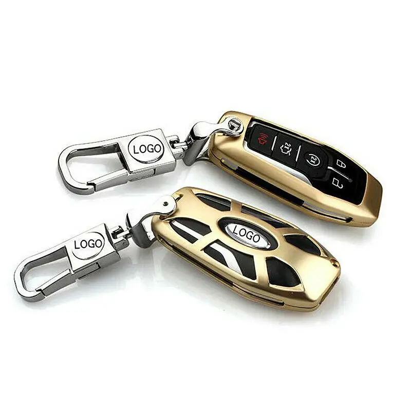 gold Пистолет металлический сплав металл Fob чехол для Ford Lincoln 4/5-Смарт-кнопка - Название цвета: gold