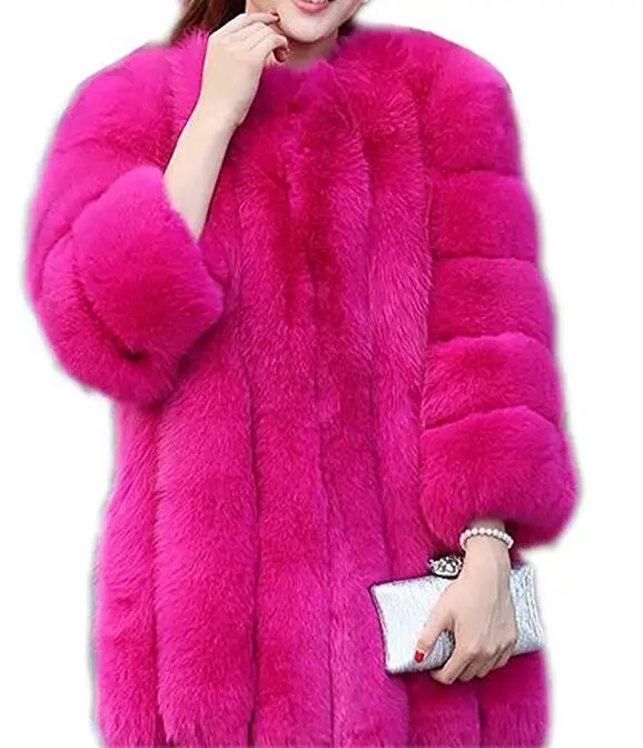 Rebicoo осень зима длинный толстый ветрозащитный пушистый искусственный мех пальто куртка Верхняя одежда хорошего качества версия размера плюс - Цвет: 13