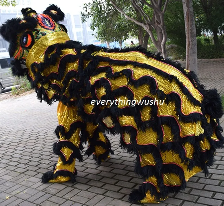 Танцевальный Костюм Льва ушу из чистой шерсти, танцевальные костюмы китайского льва - Цвет: Черный