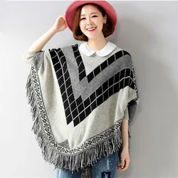 autumn and winter hot sale basic women sweaters computer knitted plaid print tassel batwing sleeve o-neck female sweaters new autumn and winter hot sale basic women sweaters computer knitted plaid print tassel batwing sleeve o-neck female sweaters new