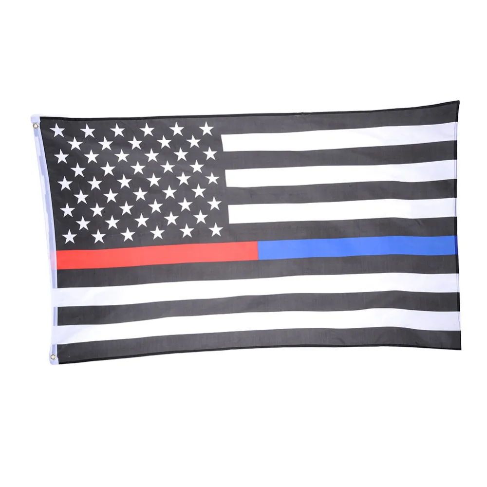Тонкий синий и красный цвета линия флаг 3X5FT 150x90 см США правоохранительных флаг с латунной металлической Отверстия украшения дома 1 шт.. 2016