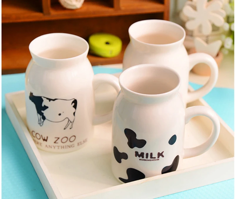 

Simple personality cute expression pattern milk mug, without cover spoon ceramic mug, coffee Milk Breakfast cups