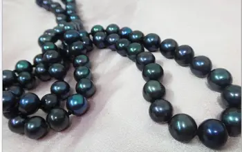 

38"10-11MM GENUINE TAHITIAN NATURAL BLACK PERFECT ROUND PEARL NECKLACE 14K