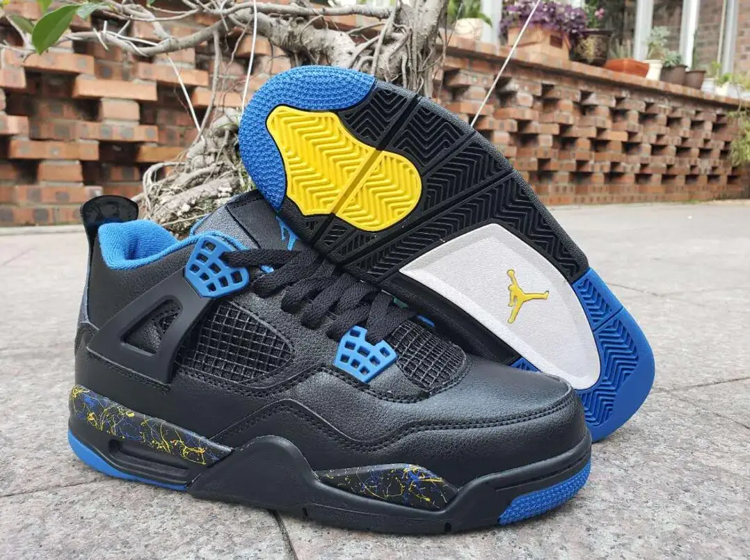

Original Jordan retro 4 black blue Men Basketball Shoes Athletic Sport Sneakers Men's Aj4 Sports Training Shoes Eur40-47