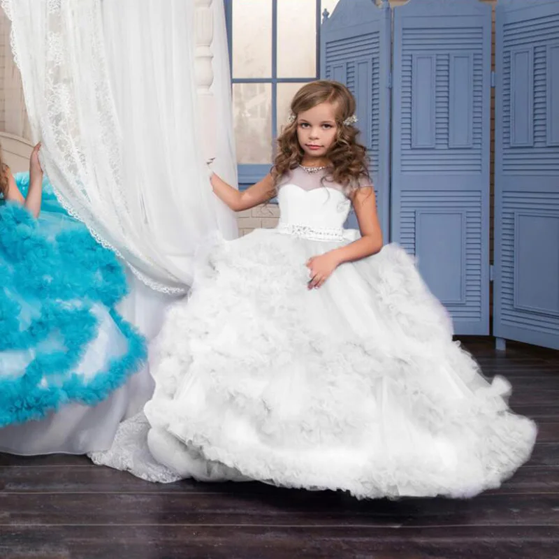 Puffy Pink Pageant Dresses for Girls Long Kids Ball Gowns Vestido de Tulle Flower Girl Dresses for Wedding (7)