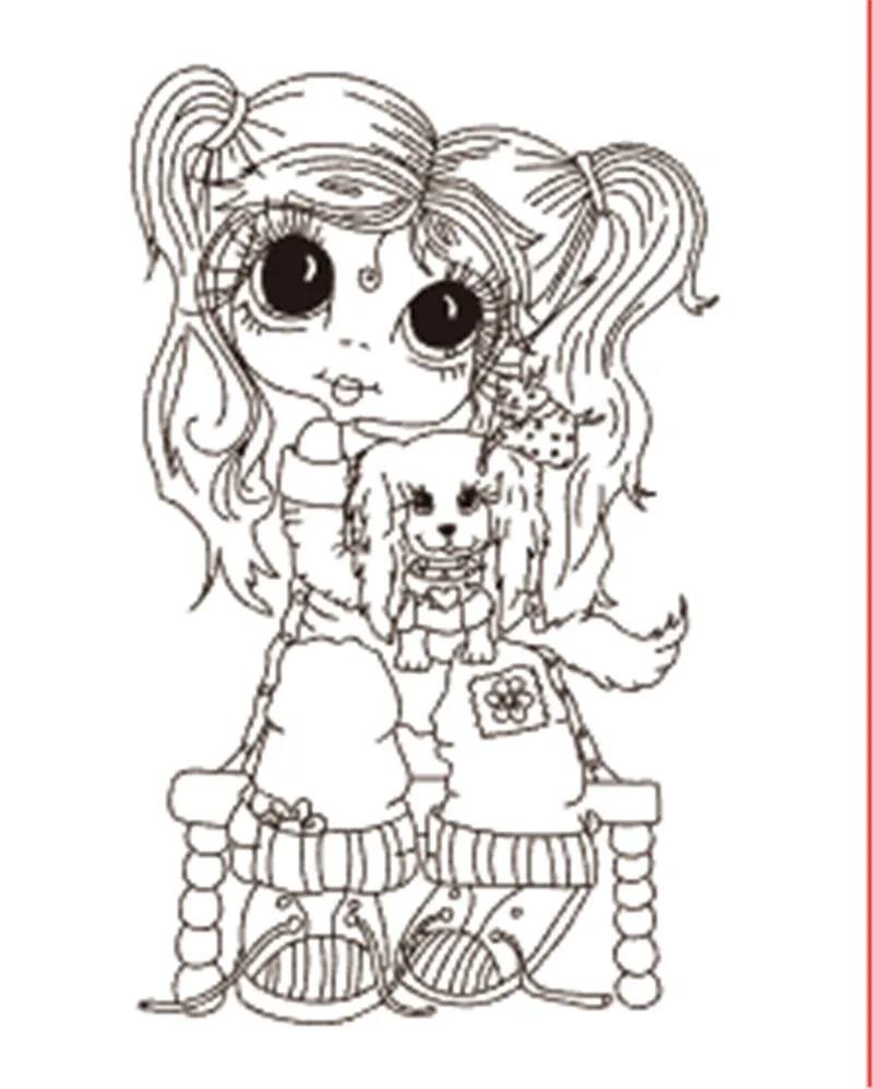 

10x6 Girl holding puppy Transparent Clear Stamps for Scrapbooking for DIY Card Making Cutting Crafts Stencil
