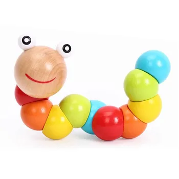 

Insert Puzzle Kids Educational Wooden Toys Kid Baby Portable Safety Wooden Toys Train Fingers Flexible Twisting Worm Toys