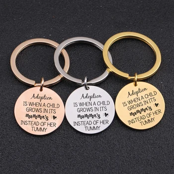

1pcs Key Chain Gift"Adoption Is...Grows In Its Mom..."TO Stepmother Gift Keyring Birthday Mother's Day Present Key Accessories