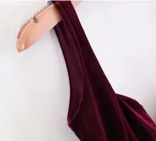 Sexy Slit V neck Velour Tank Bodysuit 2018 New Woman Backless Velvet Short Jumpsuit Slim fit Rompers Playsuits Winered