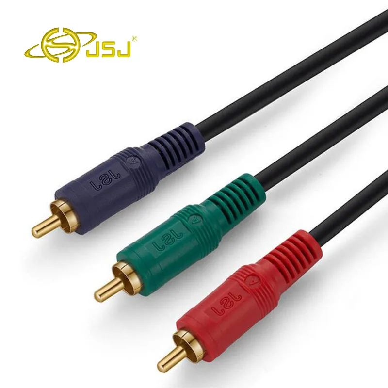 JSJ audio line color component line 99.99% oxygen-free copper three-color 3RCA head video cable
