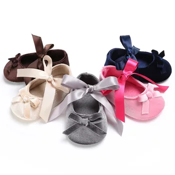 

Cute Baby Girl Shoes Lovely Bowknot Lace-Up Shoes Anti-Slip Sneakers Soft Sole Toddler Prewalkers Shoes For 0-18 Months