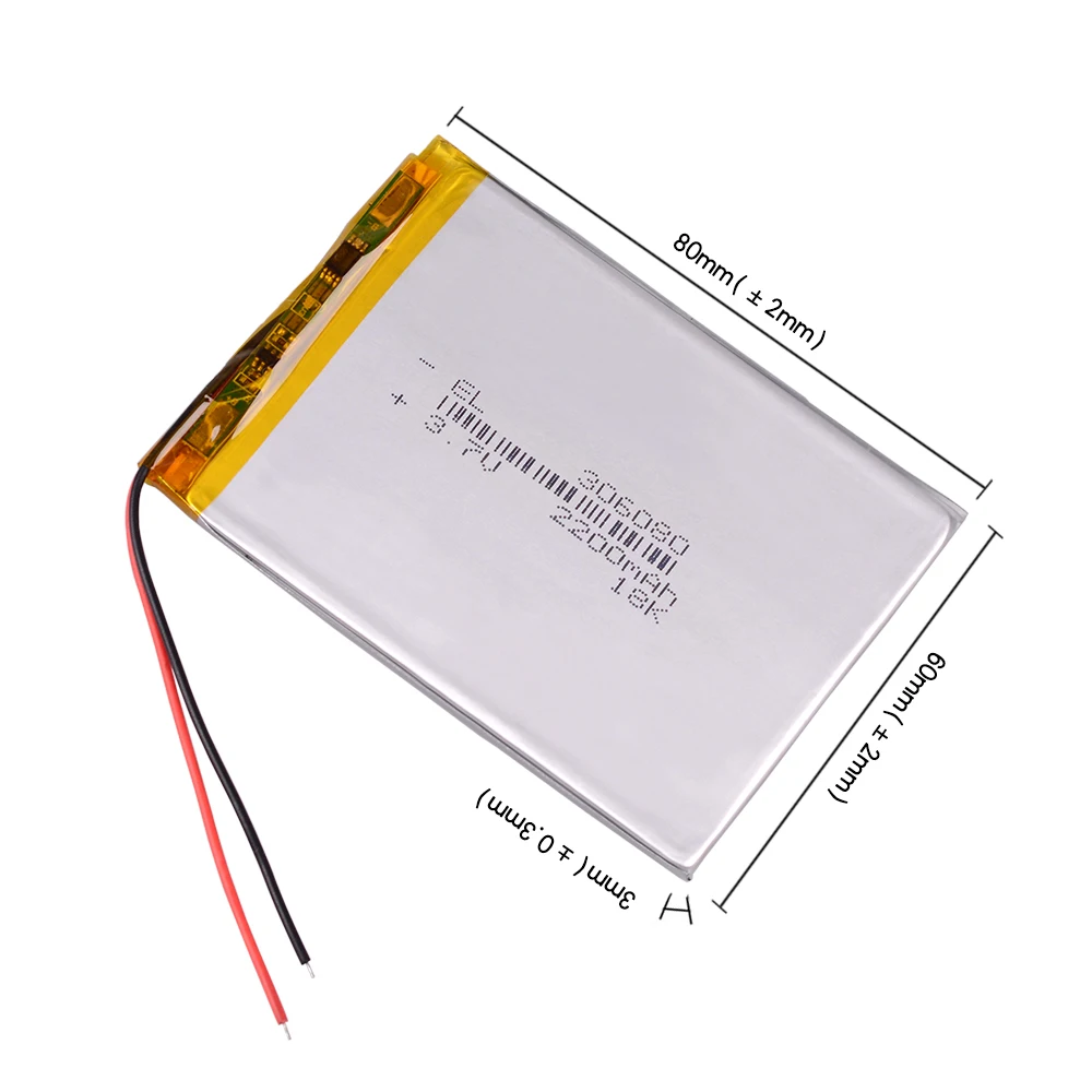 3pcs/Lot 306080 3.7V 2200mAh Polymer Li-ion
