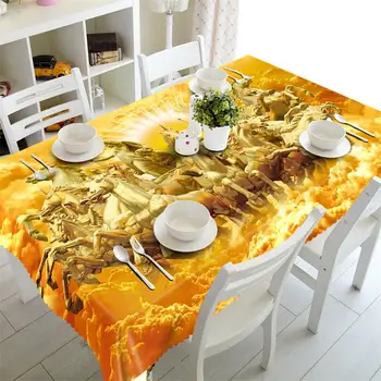 

Carved horse 3D printing Rectangular Tablecloths Polyester Table Cover Modern Brand Customizable Table Cloth