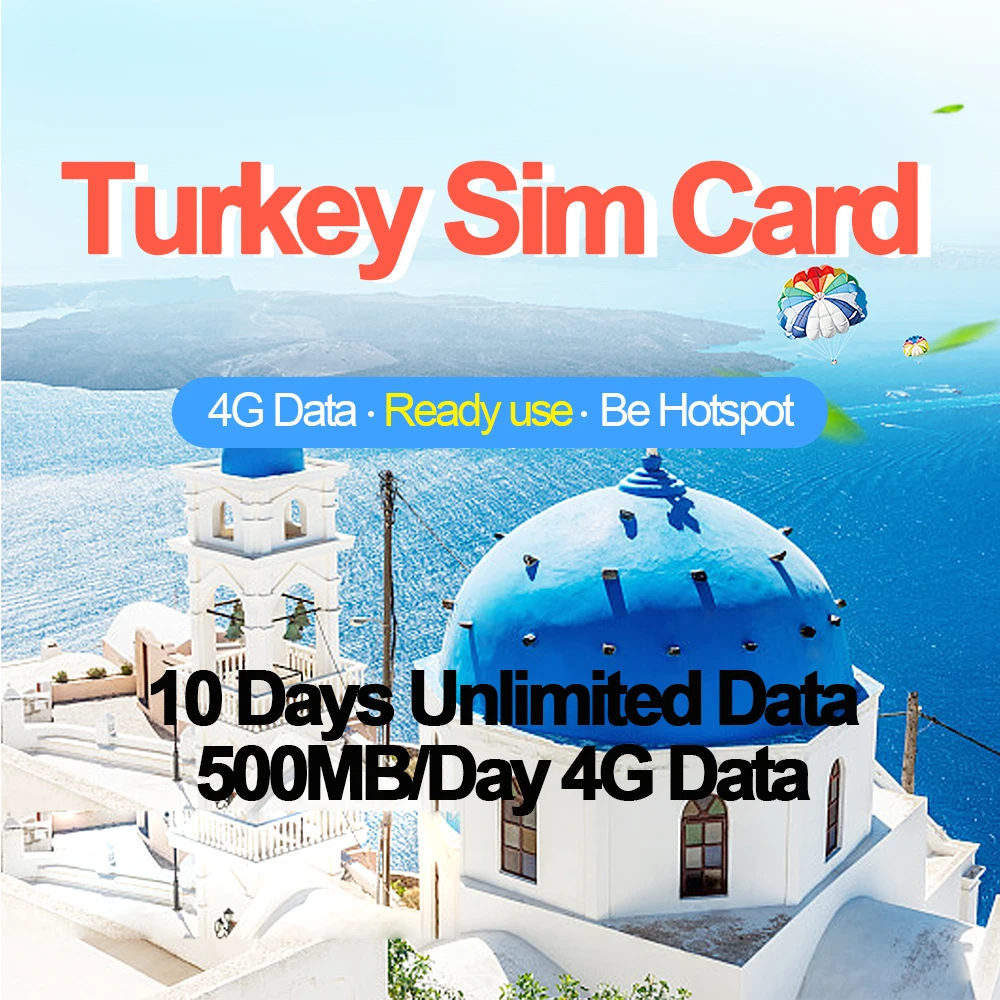 

Mewfi Turkey Travel Sim Card 10 Days Unlimited Data No Call 500MB/Day 4G High-Speed Data Turk Telekom Network Mobile Sim Card