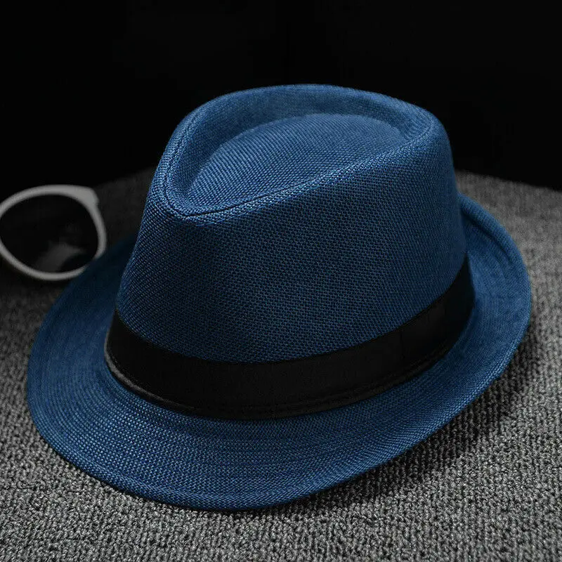 

Fashion Mens Ladies Hat Panama Straw Fedora Ladies Trilby Cap Brim Wide Hats Summer