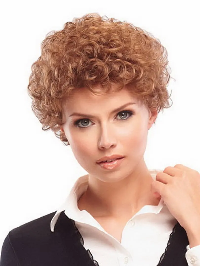

SW0105 New coming 25cm Synthetic African American Bright Brown Short Curly Wig For Middle Age Women