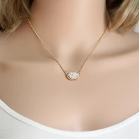 Модное колье ожерелье для женщин КОГОТЬ МИЛЫЙ кварце Овальный Кулон Druzy ожерелье ювелирные изделия для женщин - изображение