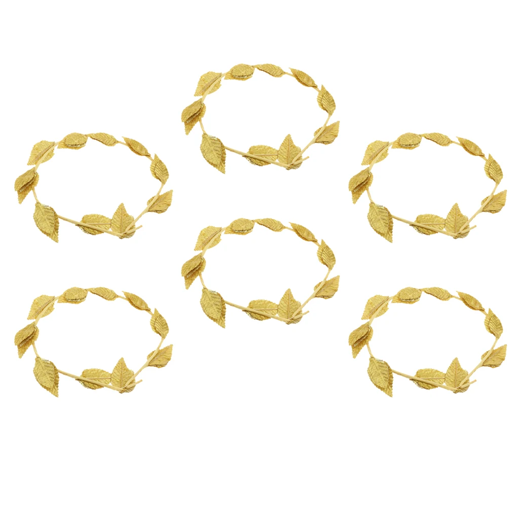 

6 pcs Leaves Headband Ladies Gold Leaf Roman Greek Goddess Toga Laurel Wreath Fancy Dressing up Costume Headbands