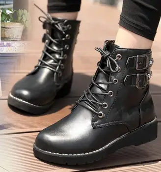 

Chaussure Femme Shoes Woman Women Pumps Winter Ladies Middle Heels Ankle Martin Boots Fashion Lace Up Girls Zapatos Mujer P16118