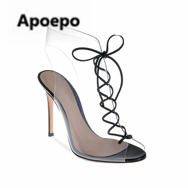 Newest brand summer PVC ankle boots for girls Transparent mixed colors high heels sandals women peep toe lace up ladies shoes Newest brand summer PVC ankle boots for girls Transparent mixed colors high heels sandals women peep toe lace up ladies shoes