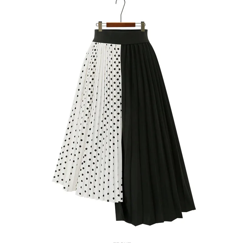 5XL размера плюс Paychwork шифоновые юбки женские летние с эластичной талией в горошек неровные пляжные длинные юбки Femme Saia Midi