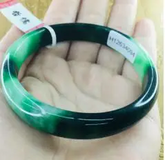Send A certificate natural Jadeite bracelets carved dark green two-color 54-61mm female jade bracelet jewelry gifts - Цвет камня: 56mm-58mm