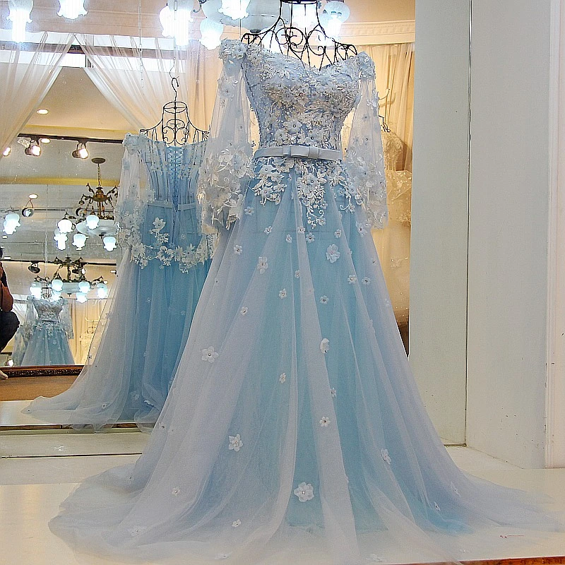 Sky blue wedding gown Clearance