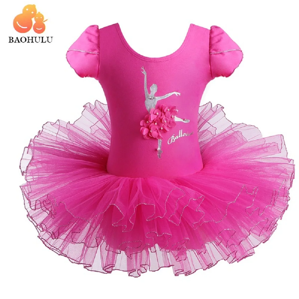 

BAOHULU Fancy Short Sleeve Ballet Tutu Dress Dance Leotard Flower Dancer Ballet Costume Ballerina Kids Girls Wear