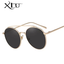 XIU солнцезащитные очки Для женщин близнецов балки металлические солнцезащитные очки высокого качества брендовые дизайнерские Для женщин Мода Стеклобанки Ретро розовое зеркало UV400
