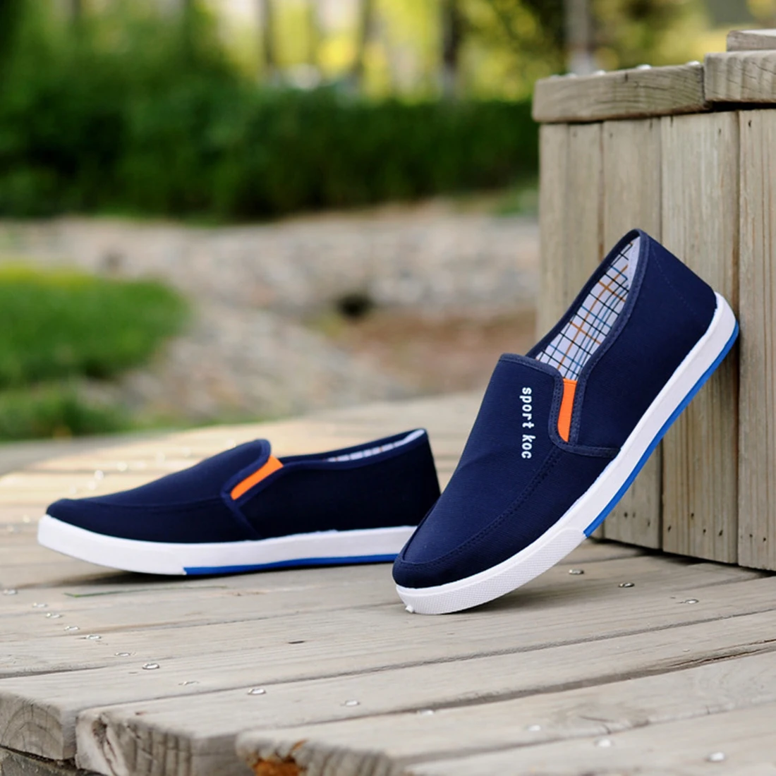 spring men canvas shoes breathable casual loafers comfortable ...