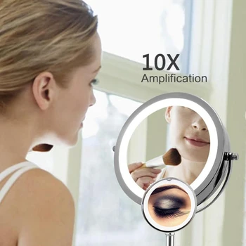 

7 Inch Makeup Vanity Mirror With 10X Lights LED Ring Light Cosmetic Magnification Light up Double Sided Backlit Mirrors