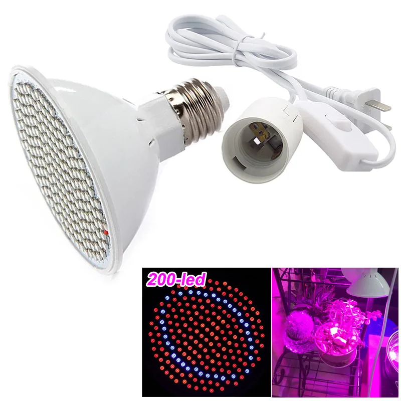 

With Ac Power Cable Adapter Holder Indoor Led Bulbs Seedling 200 Led Plant Grow Light Lamp Flower Growth Growing For Greenhouse