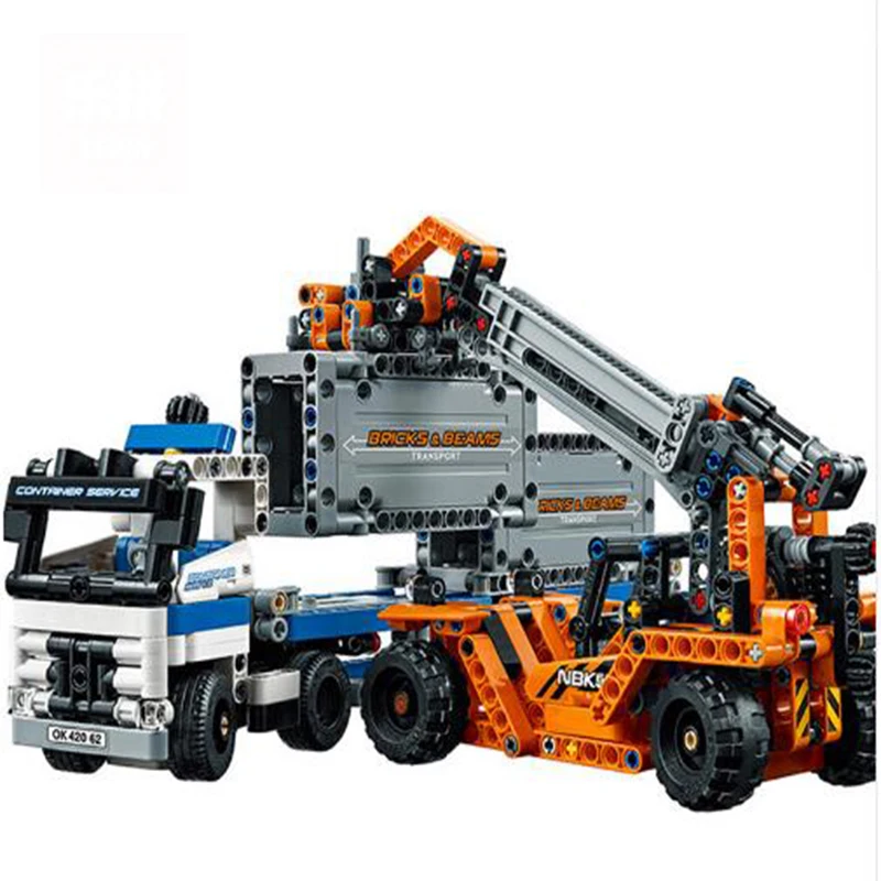 

legoe 20035 Technic Series the Container Trucks and Loaders Set Model Building Kits Blocks Bricks Children Toy with legoe