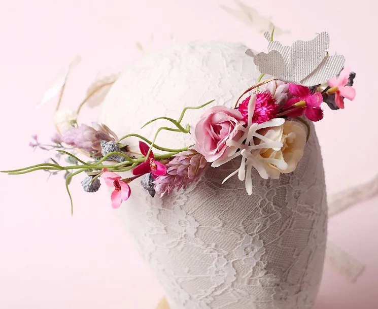 Корейский свадебный веночек, свадебный головной убор, повязка на голову, свадебное платье, венок ручной работы, цветок, головной убор, повязка на голову, подружка невесты