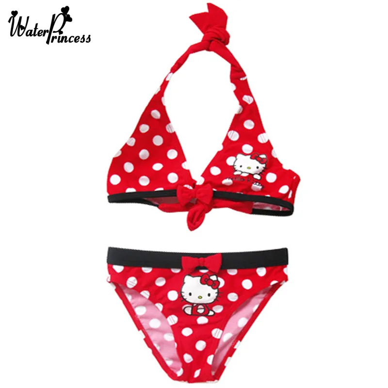 Image 2016 Summer Baby Bikini Set Children s Swimwear Kids Girls Two Pieces Swimsuit Hello Kitty Biquini Bathing suit Dot Beach KT01