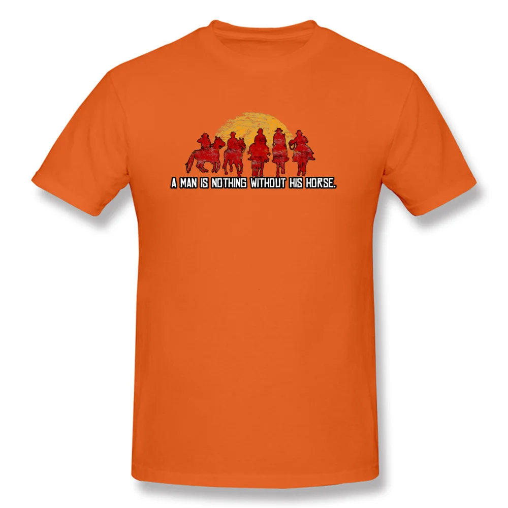 Slim Fit Custom T Shirt for Men Pure Cotton Labor Day Tops Tees Customized Tee-Shirt Short Sleeve Funky O-Neck Red Horse Sunset Nothing Without Horse Red orange