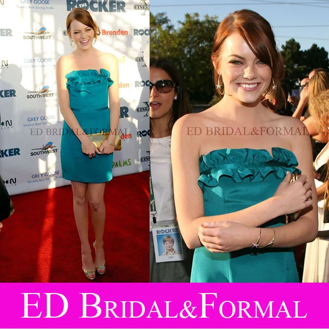 Emma Stone Green Leggy font b Dress b font font b Cocktail b font Party Homecoming