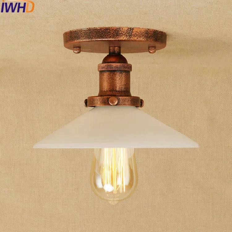

Iron Rust Glass Loft Style LED Ceiling Lights RH Industrial Vintage Ceiling Lamp Fixtures Home Lighting Bar Lamparas De Techo
