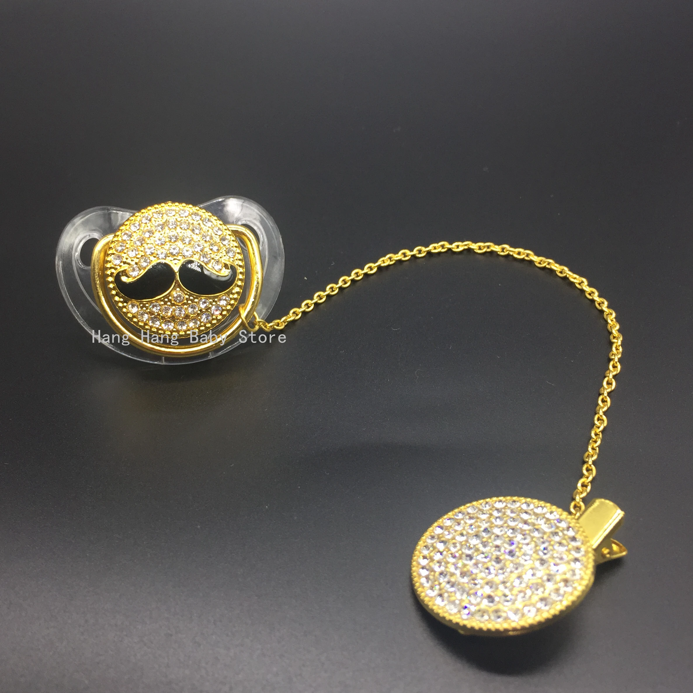 

Bling Moustache Baby Pacifier Fashion Shiny Crystal Pacifier Safe Baby Gift
